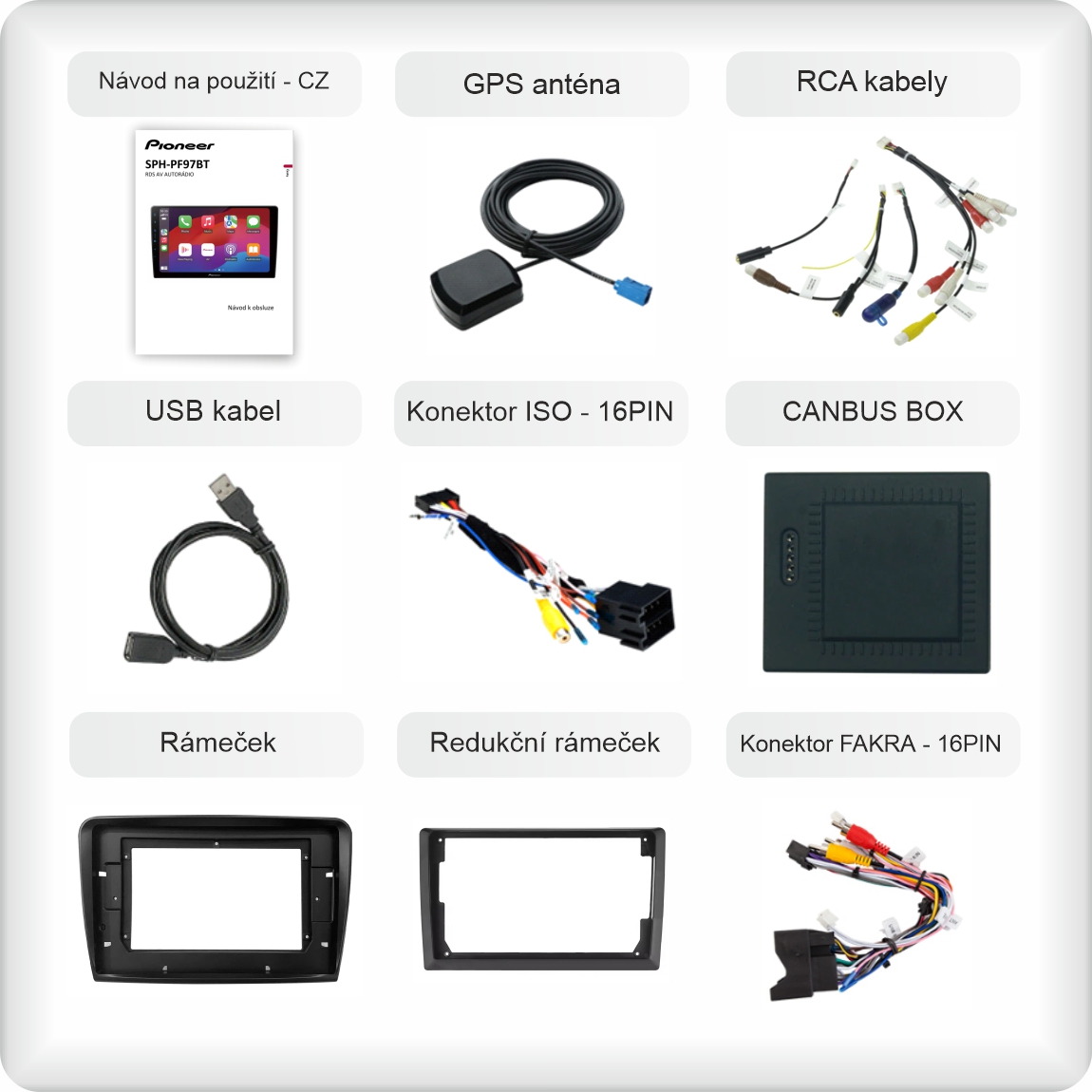CZ příslušenství pro autorádio Pioneer SPH - PF97BT pro škoda superb 2 carplay a android auto evtech_cz